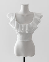 [ md pick ] dieet lace & frill white top