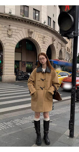 wool butler toggle half-wide coat
