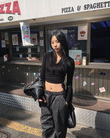 Side shirring crop hoodie