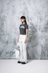 ヘリンボーンダメージカッティングスカートパンツ (WHITE)