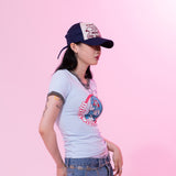 フューチャーフレンドスリムフィットTシャツ スカイブルー