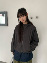 [unisex] コパットチェックフードウインドブレーカージャンパー