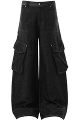 Black Multi Pocket Work Jeans