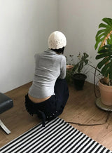 レイヤード襟付きカーディガン