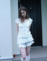 ラッフル フラワー スカートパンツ(WHITE)