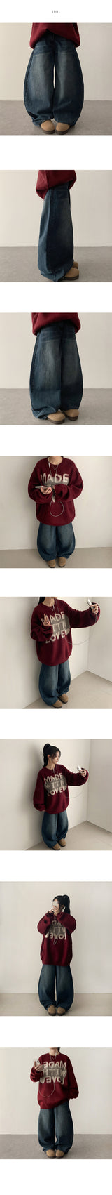 Beetle hem incision denim wide pants