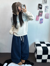 TEDDY FLEECE🤎🐻 S-L🧸3SIZE LONG WIDE HEATER PANTS 🤎💙💚3COLOR