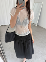 flowery wrinkle blouse (2color)