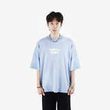 HIERARCHY STUDIOS TMTNW - ブルーバーンアウトワイドオーバーサイズTシャツ