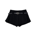Elda Wool Belt Pleated Mini Skirt