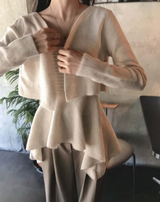 wave asymmetric flare knit cd + top set