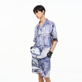 RELABEL Inverted Cowboy Digital Printing Short-Sleeve Shirt, West Coast Hip-Hop Full-Print Trendy Brand Shirt