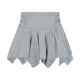 [Set] Unbalance Skirt Layered Pintuck Pants (Gray) F25QD894