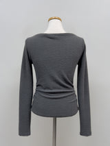 Hairy Shirring Boat Neck T-Shirt