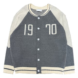 [UNISEX] 1970 バーシティカラーコンビネーション長袖オーバーフィットニットカーディガン (3 colors)