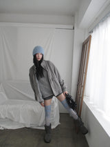 high-neck knit hoodie