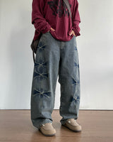 Pin Curved Denim Pants