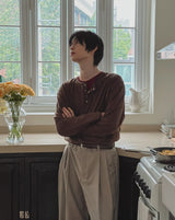 Deck Stitch Henley Neck Long Sleeve Tee