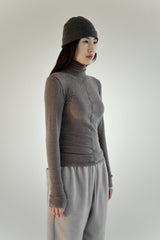 Wool turtleneck top, Brown
