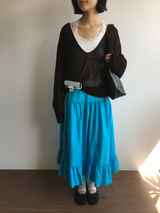 Liang button frill long skirt (4color)