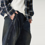 TopBasicsワークウォッシュドバレルレッグデニムパンツ
