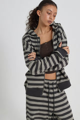 [B-BASIC] Bold Stripe Hooded Zip-up