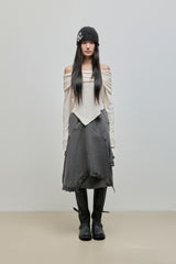 Cowl-neck Open Shoulder Tee_Ivory