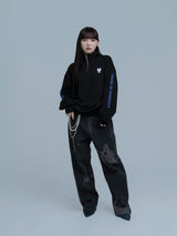 【MOMIYAMA HIMERI】Half zip sweat tops - blue
