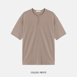 ワッフルヘンリーネックハーフTシャツ