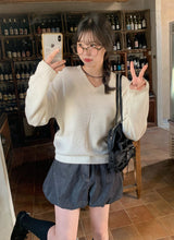 アゲインベーシックコットンルーズフィットⅤネックニット (5color)