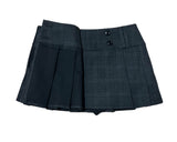 Wrap Check Pleated Mini Skirt