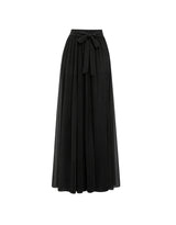 Lierre Ribbon Sheer Layered Flare Pants Black