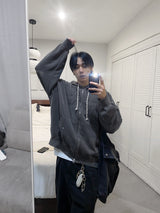 No.0998 pigment embro hood zip-up