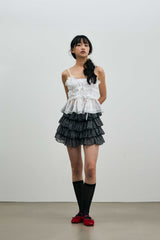 LEOPARD CANCAN MINI SKIRT PANTS / GRAY