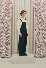Frill baggy overalls - black