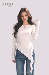 サイドシャーリングレディロングスリーブTシャツ