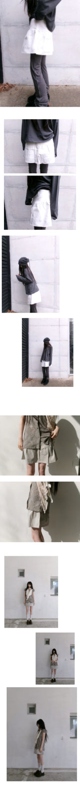 shirring mini skort