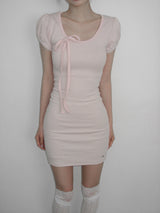 [Limited quantity] Beniel Stripe Ribbon Mini Dress