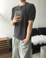 トーナルレイヤードヘンリーネックニット