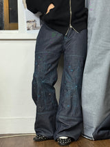  [Hand-Made「007」] Snowflake Studded Pants_Denim&Skyblue