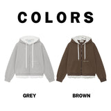 フラッフィージップアップフーディー (Brown)