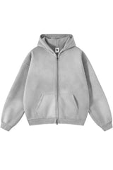 Vintage Spray-Dyed Zip Up Hoodie - Light Gray