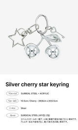 Silver cherry star keyring