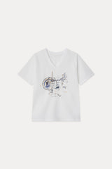 ギャラクシーVネックTシャツ_ホワイト