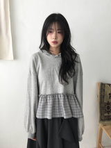 Plaid Frill Hoodie Tee