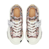 Multicolor Frayed Tweed Platform Sneakers, Unisex Low Top Lace Up Shoes