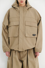 BIG POCKET HOODED JACKET BEIGE