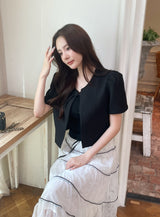 Demin Round Puff Short Sleeve Jacket
