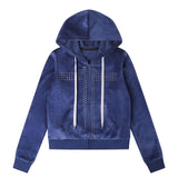 Selene Stud Velour Hoodie ZIp-up