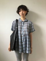 Weds check short-sleeve blouse (2color)